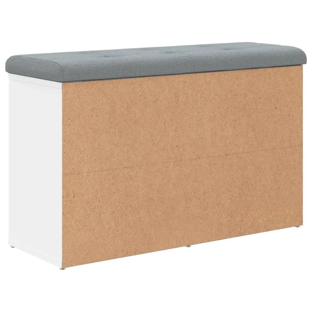 White Shoe Bench with Padded Cushion and Storage