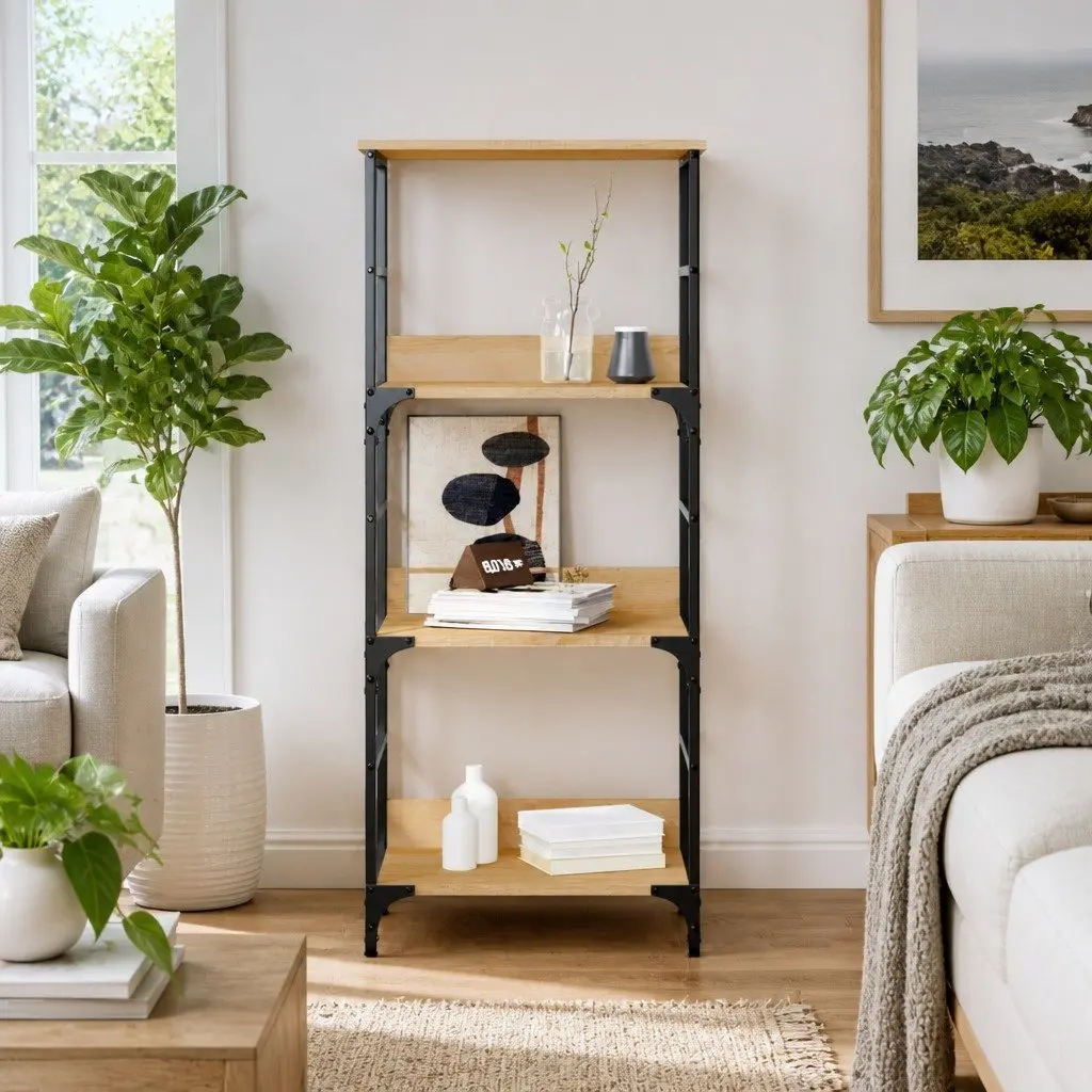 Bookshelf Engineered Wood 50x33x117.5cm Sonoma Oak 3-Tier Storage Shelf