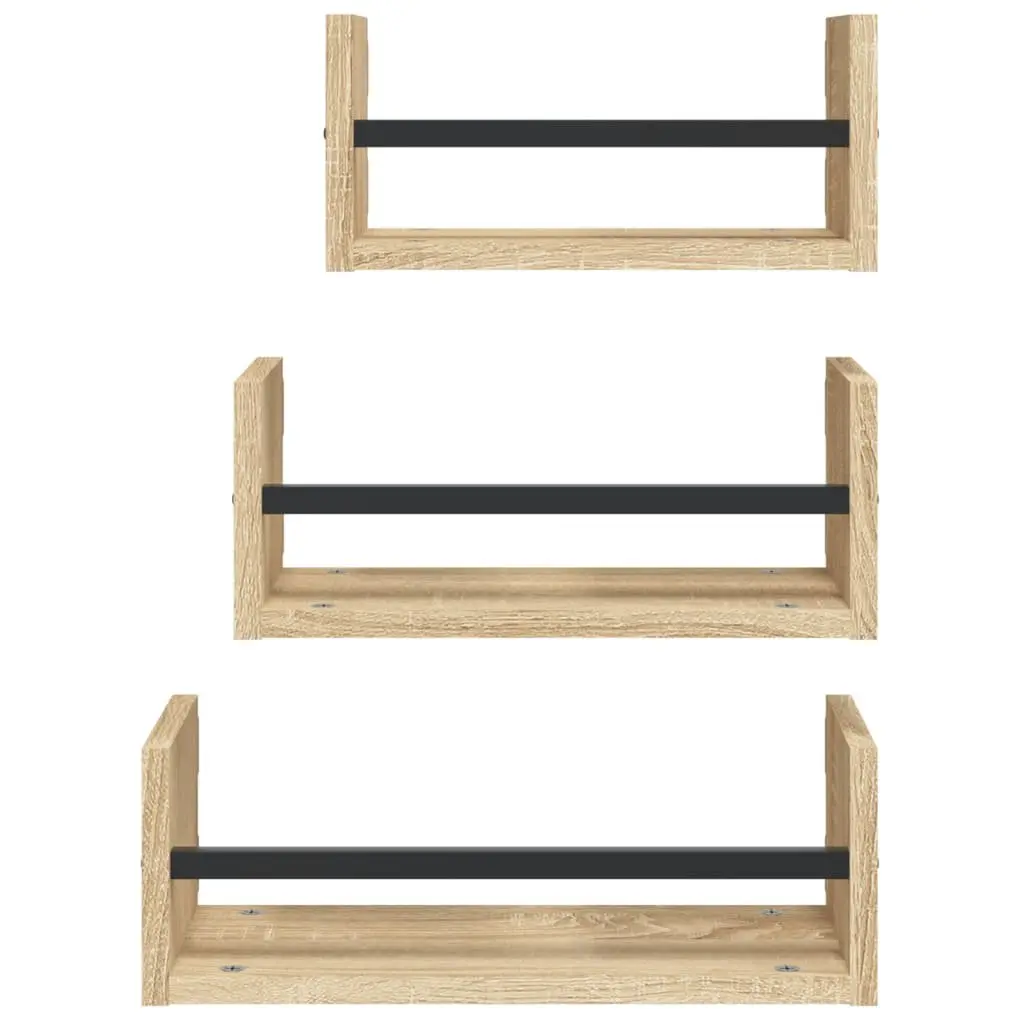 3 Piece Floating Wall Shelf Set in Brown
