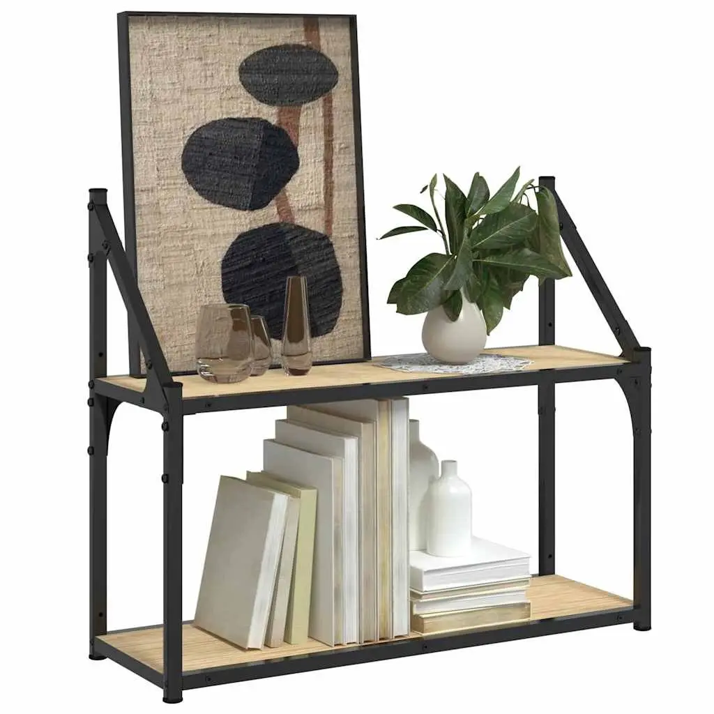 2-Tier Wall Shelf in Brown for Home Office