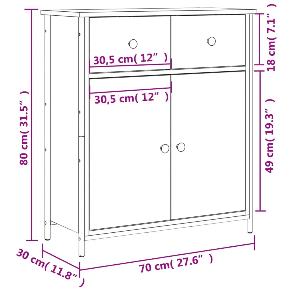 Brown Engineered Wood Buffet Sideboard Storage Cabinet