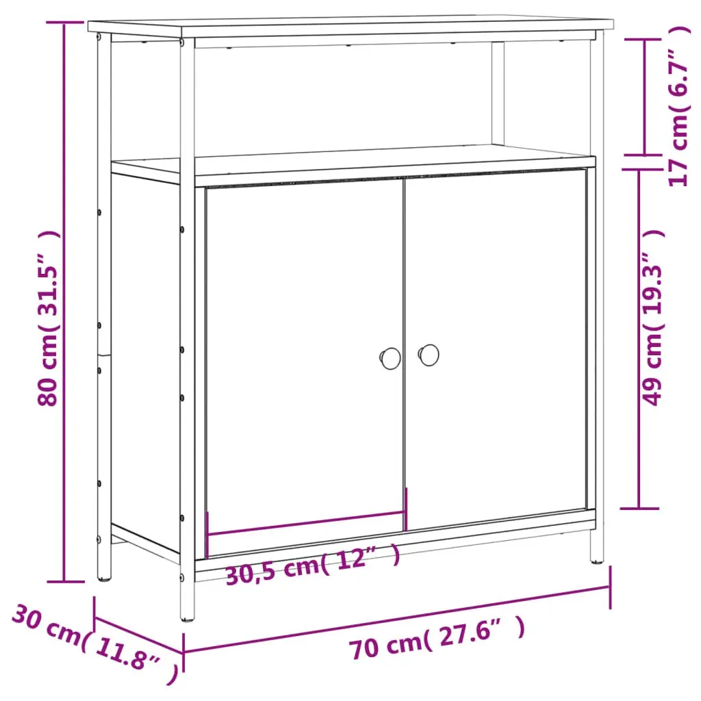 Engineered Wood Sideboard Cabinet in Brown