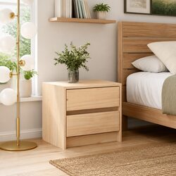 Elegant Solid Pine Wood Bedside Cabinet with 2 Drawers
