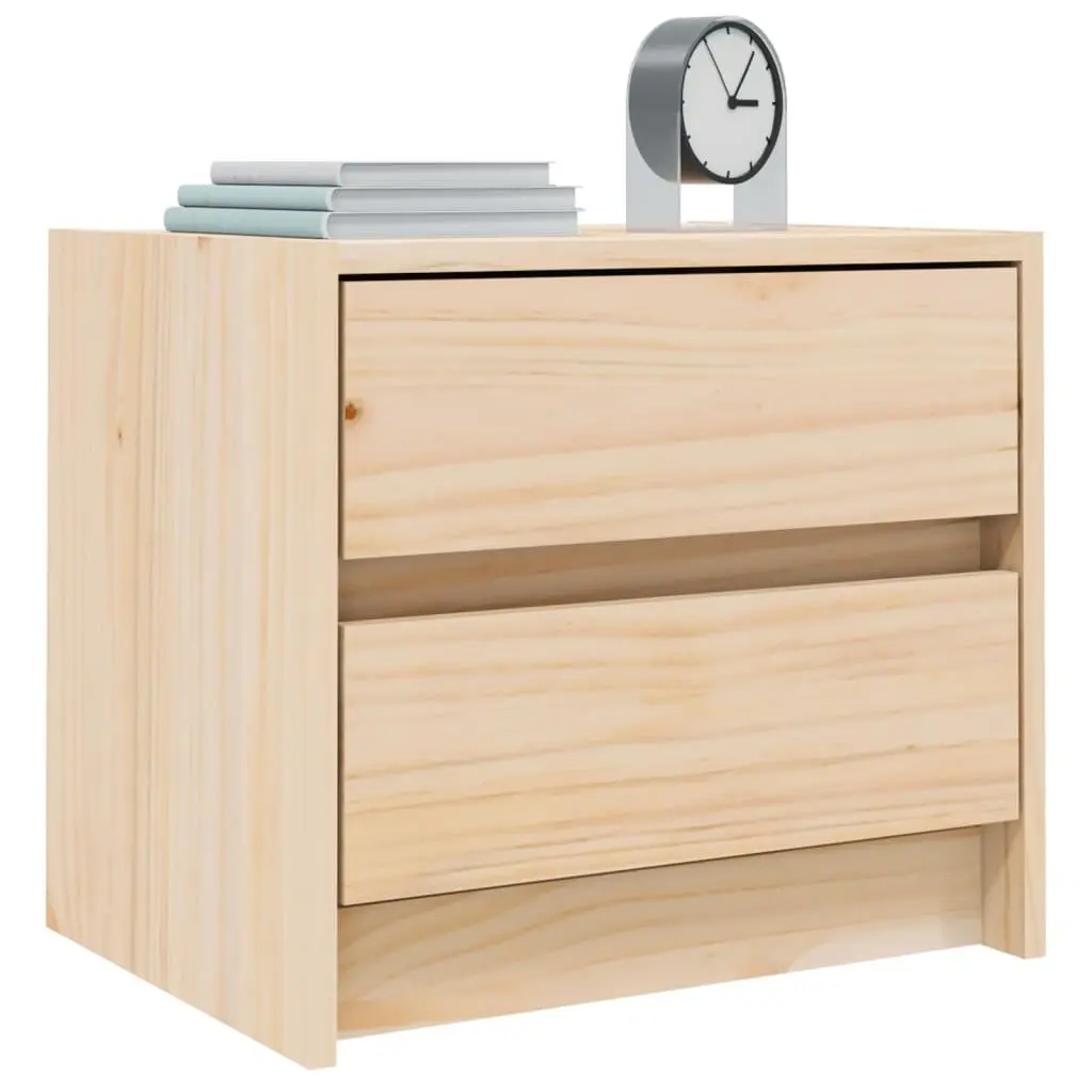 Solid Pine Wood Bedside Cabinet with 2 Drawers