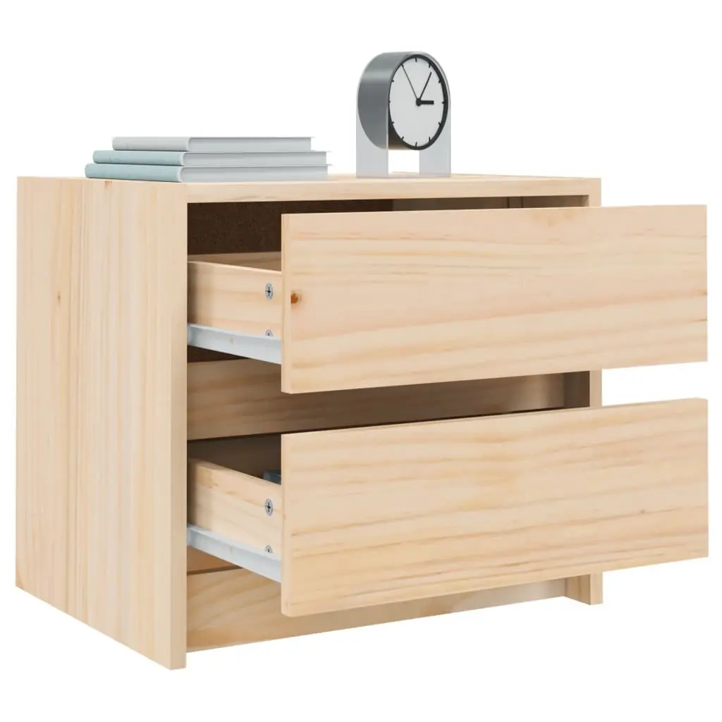 Solid Pine Wood Bedside Cabinet with 2 Drawers