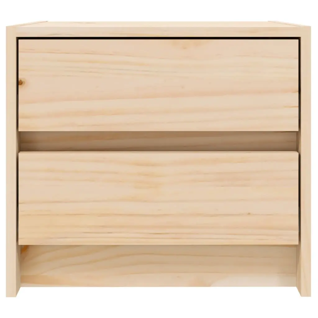 Solid Pine Wood Bedside Cabinet with 2 Drawers