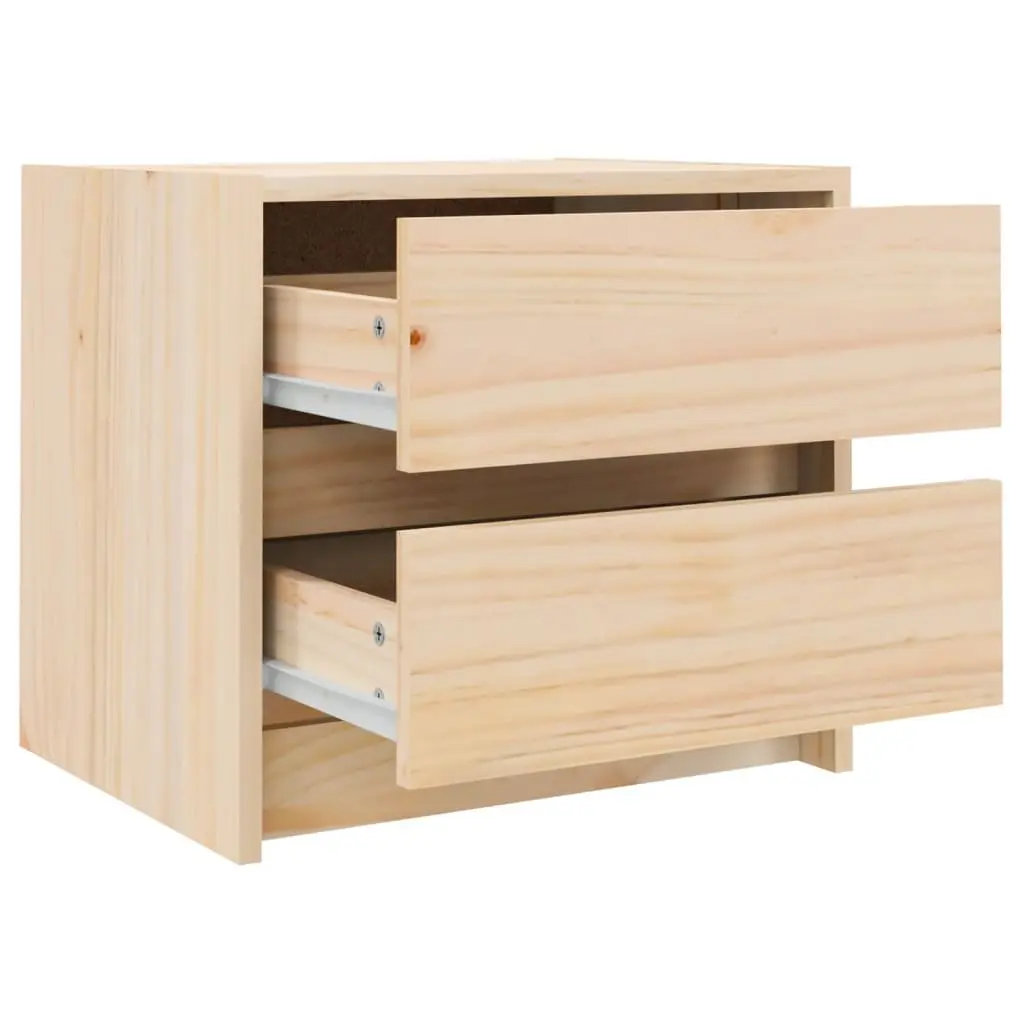 Solid Pine Wood Bedside Cabinet with 2 Drawers