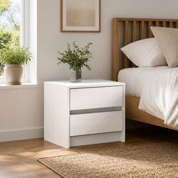 Stylish White Pine Wood Bedside Cabinet with Drawers