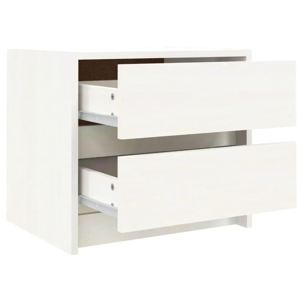 White Pine Wood Bedside Cabinet with Drawers
