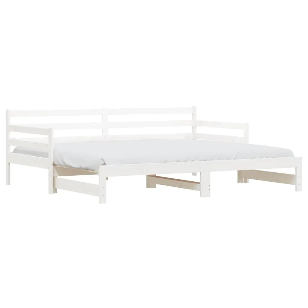 White Solid Wood Daybed with Trundle for Guests