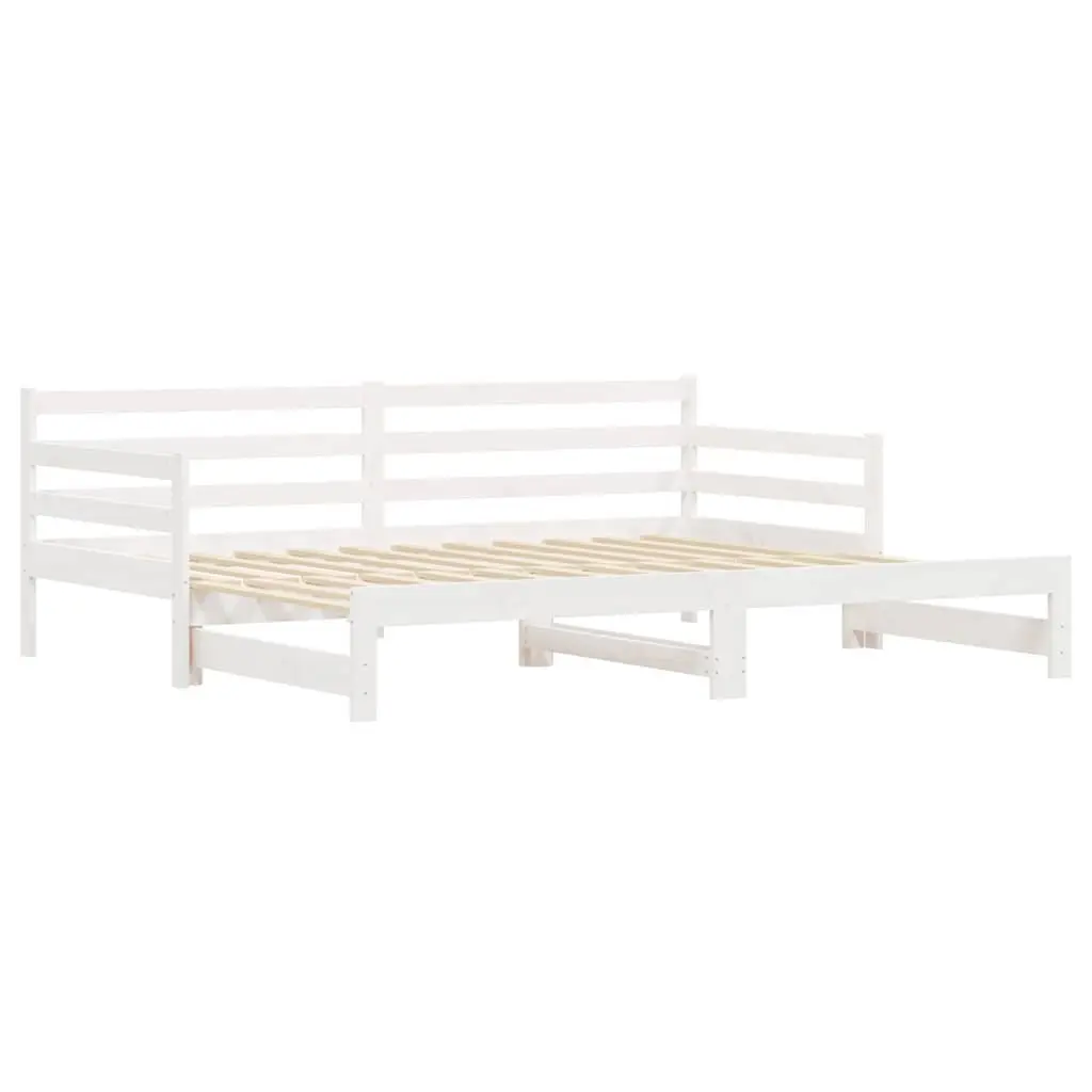 White Solid Wood Daybed with Trundle for Guests