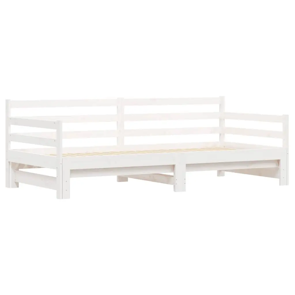 White Solid Wood Daybed with Trundle for Guests