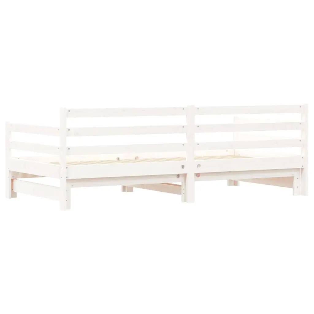 White Solid Wood Daybed with Trundle for Guests