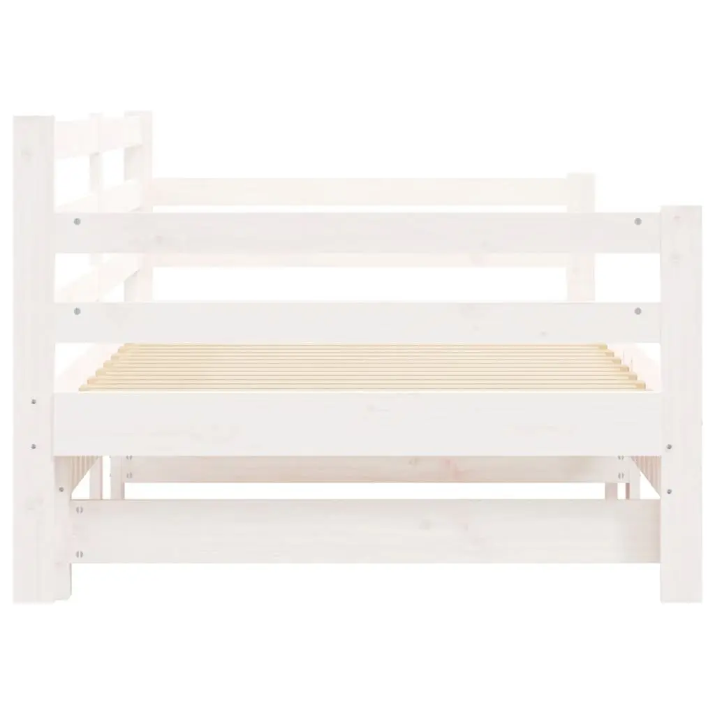 White Solid Wood Daybed with Trundle for Guests