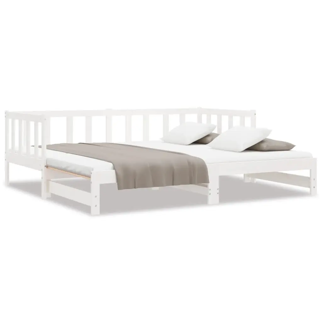 Solid Wood Day Bed with Pull-Out Trundle White 90x190 cm