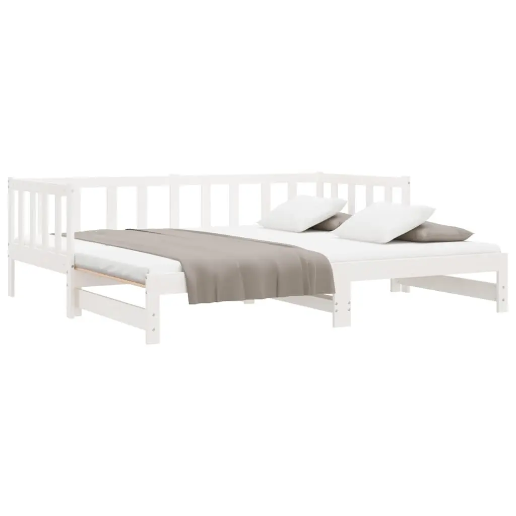Solid Wood Day Bed with Pull-Out Trundle White 90x190 cm