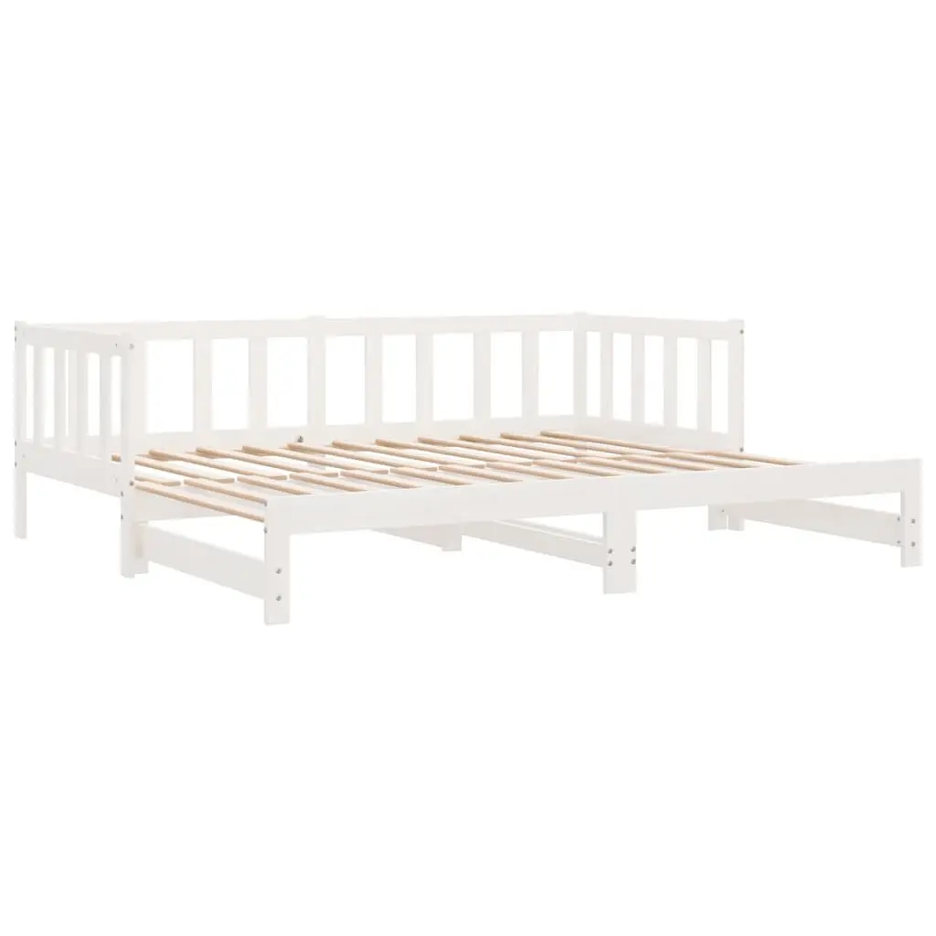 Solid Wood Day Bed with Pull-Out Trundle White 90x190 cm