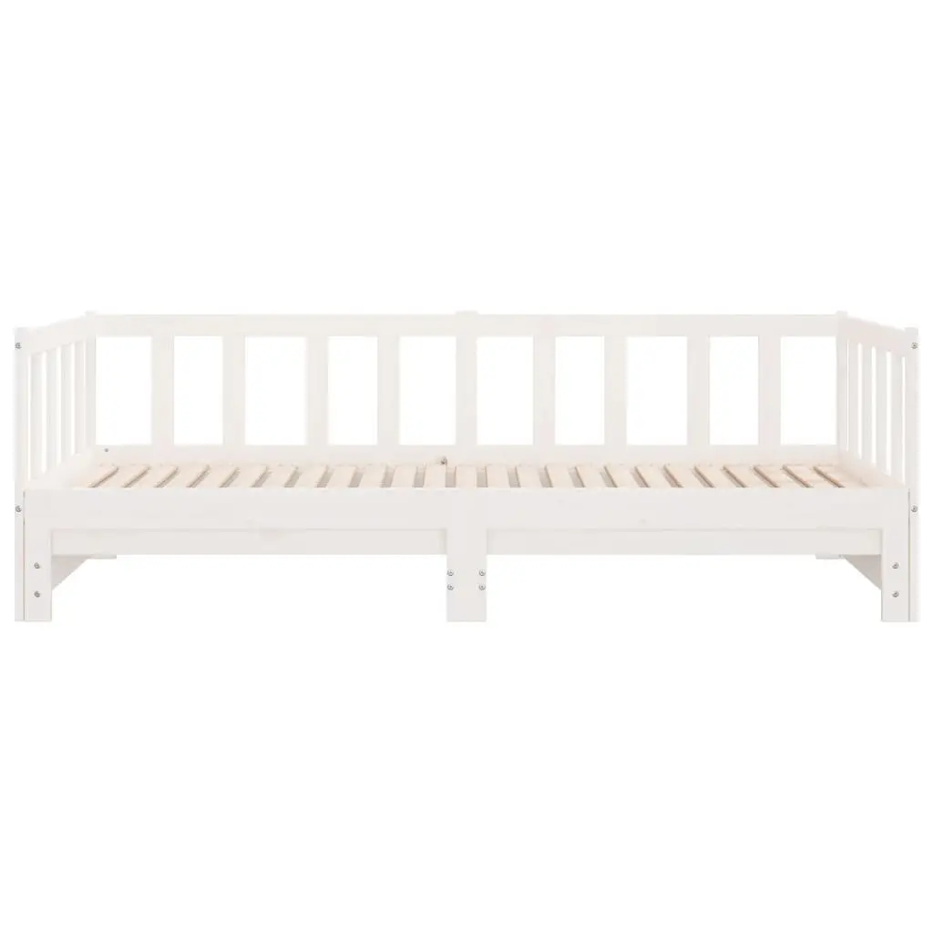 Solid Wood Day Bed with Pull-Out Trundle White 90x190 cm