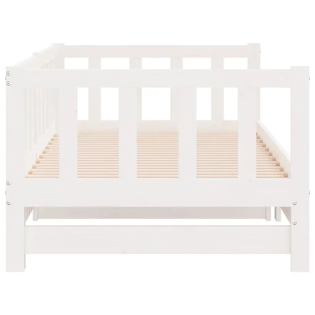 Solid Wood Day Bed with Pull-Out Trundle White 90x190 cm