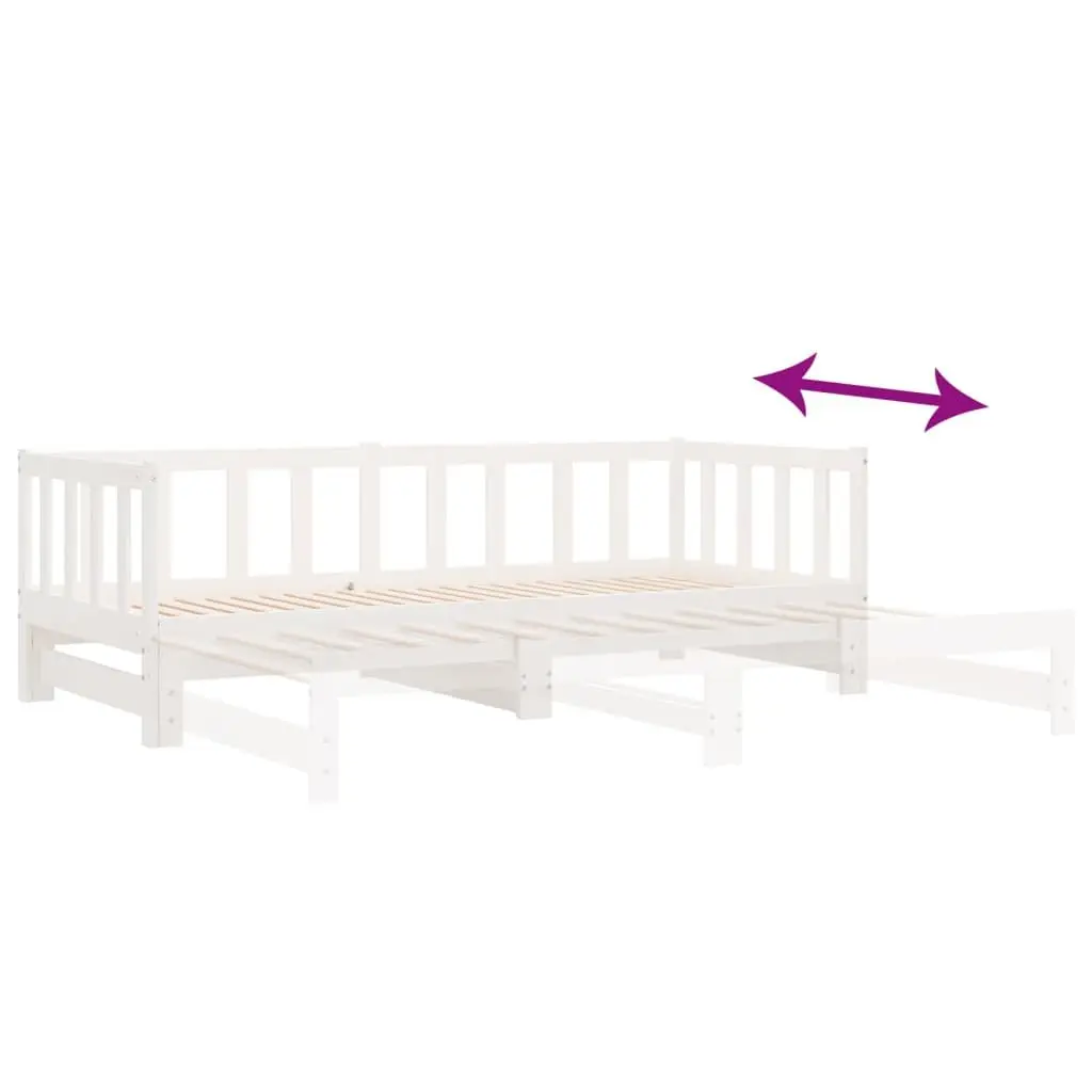 Solid Wood Day Bed with Pull-Out Trundle White 90x190 cm