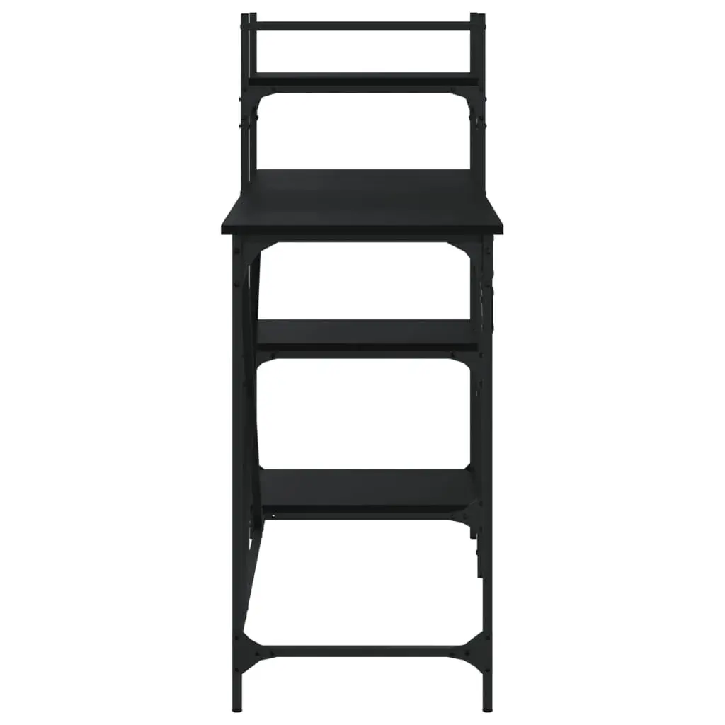 Black Computer Desk with Integrated Shelves