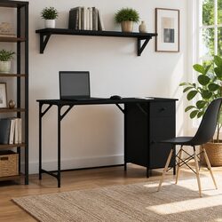 Black Computer Desk 131x48x75 cm for Home Office