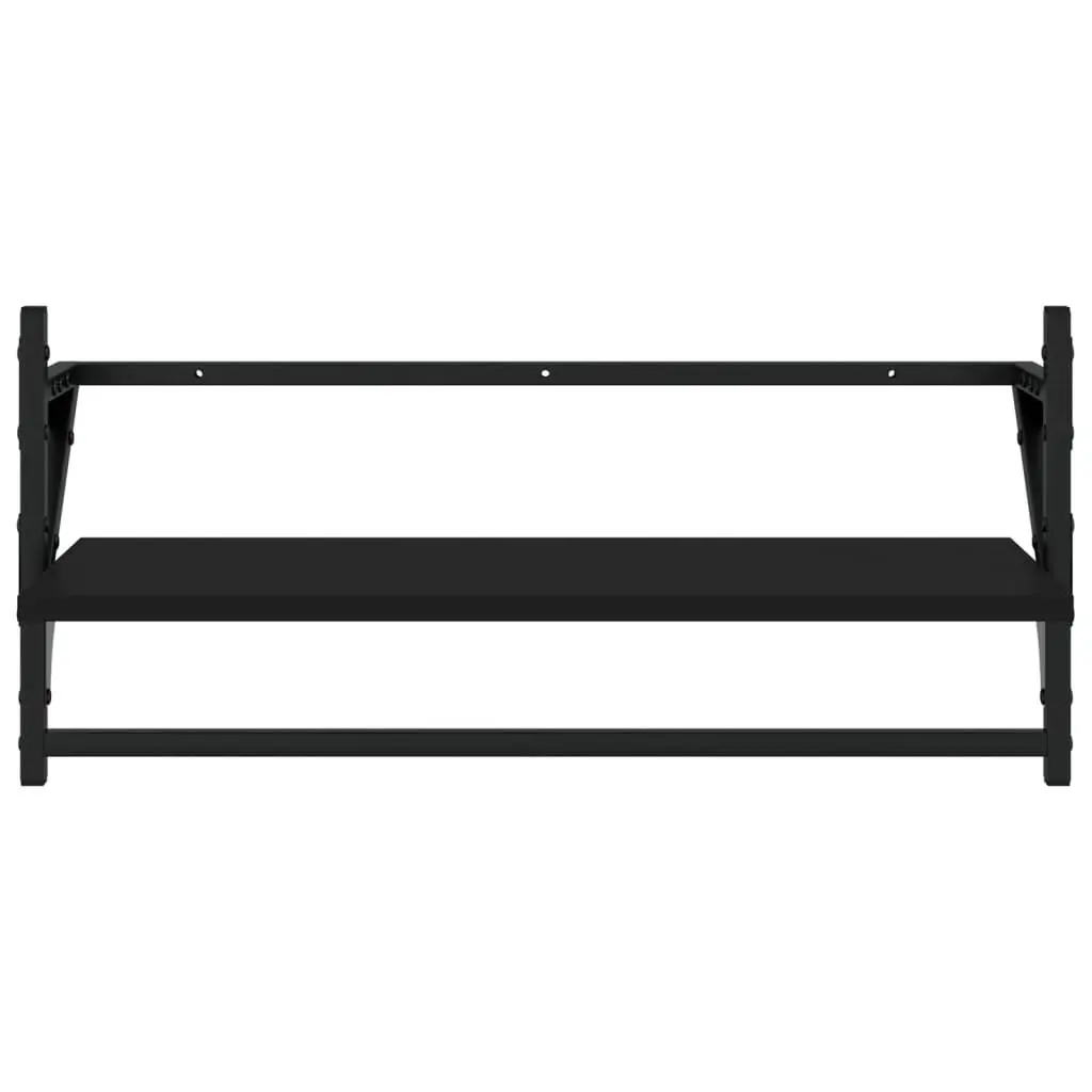 4-Piece Black Floating Shelves with Integrated Bars