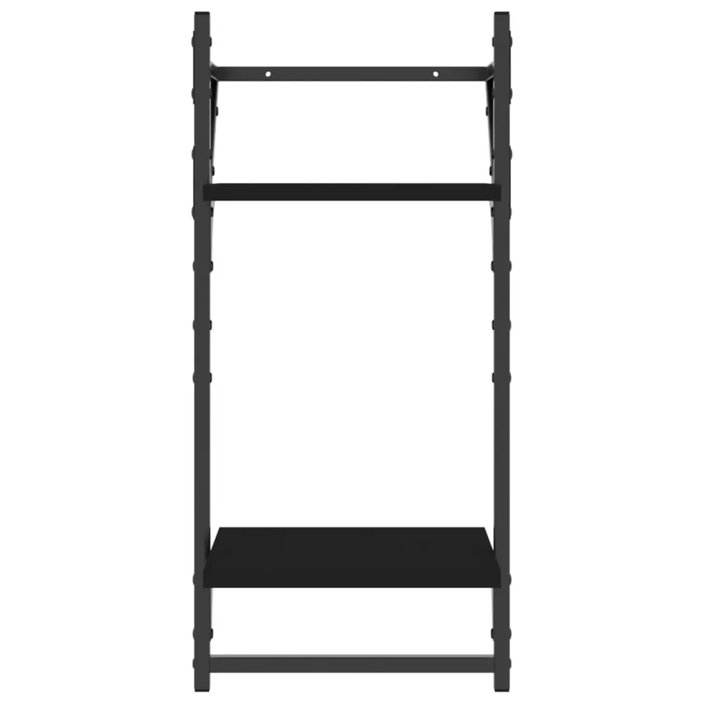 4-Piece Black Floating Shelves with Integrated Bars