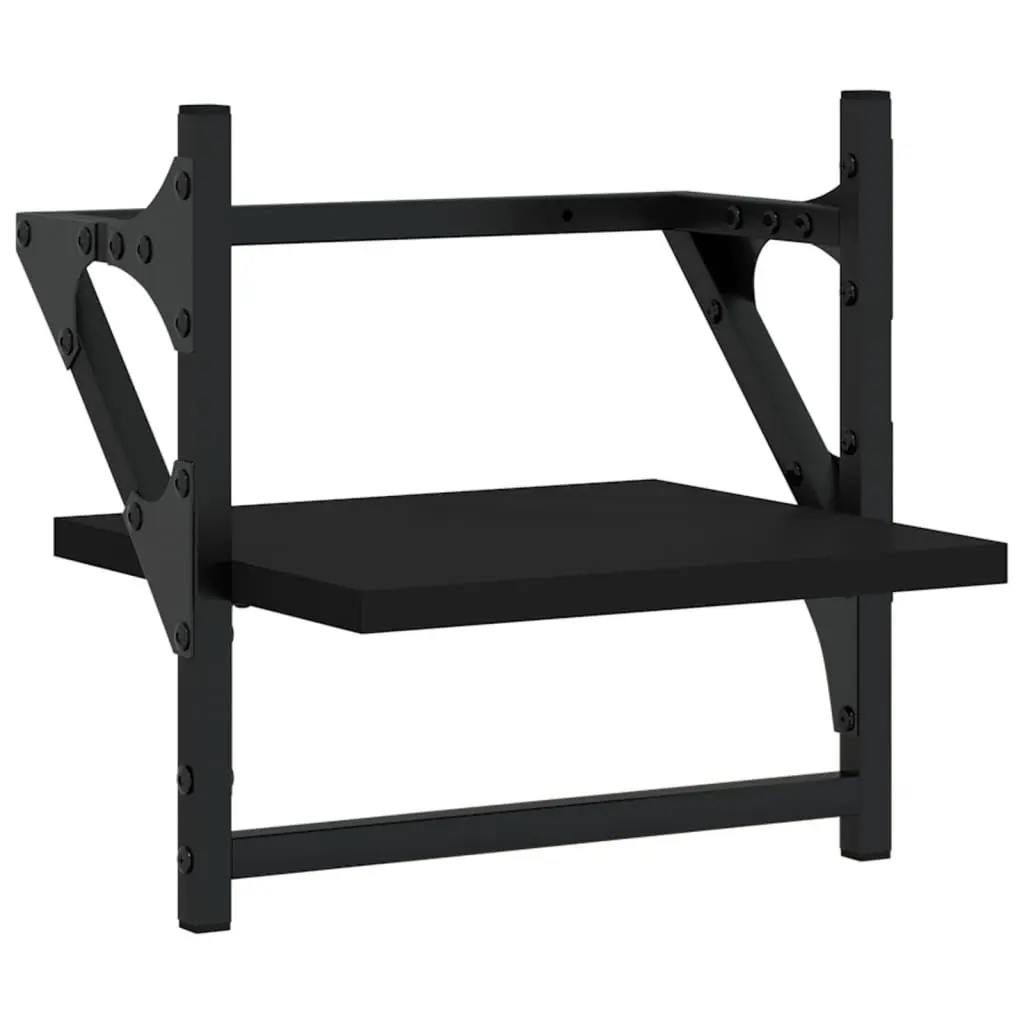 4-Piece Black Floating Shelves with Integrated Bars