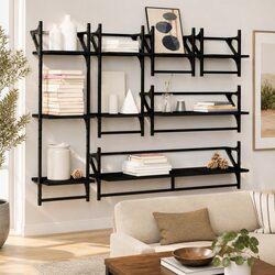 Premium 6-Piece Floating Shelf Set with Storage Bars