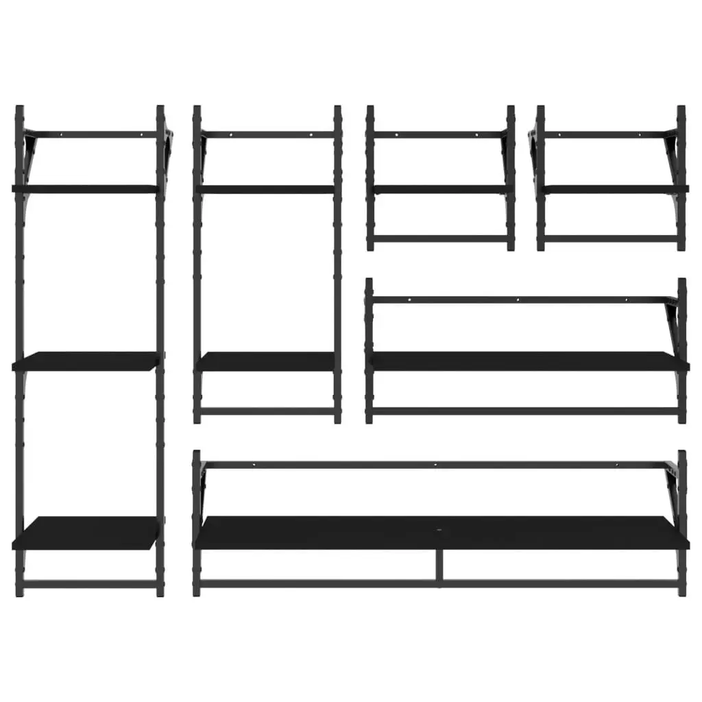 6-Piece Floating Shelf Set with Storage Bars