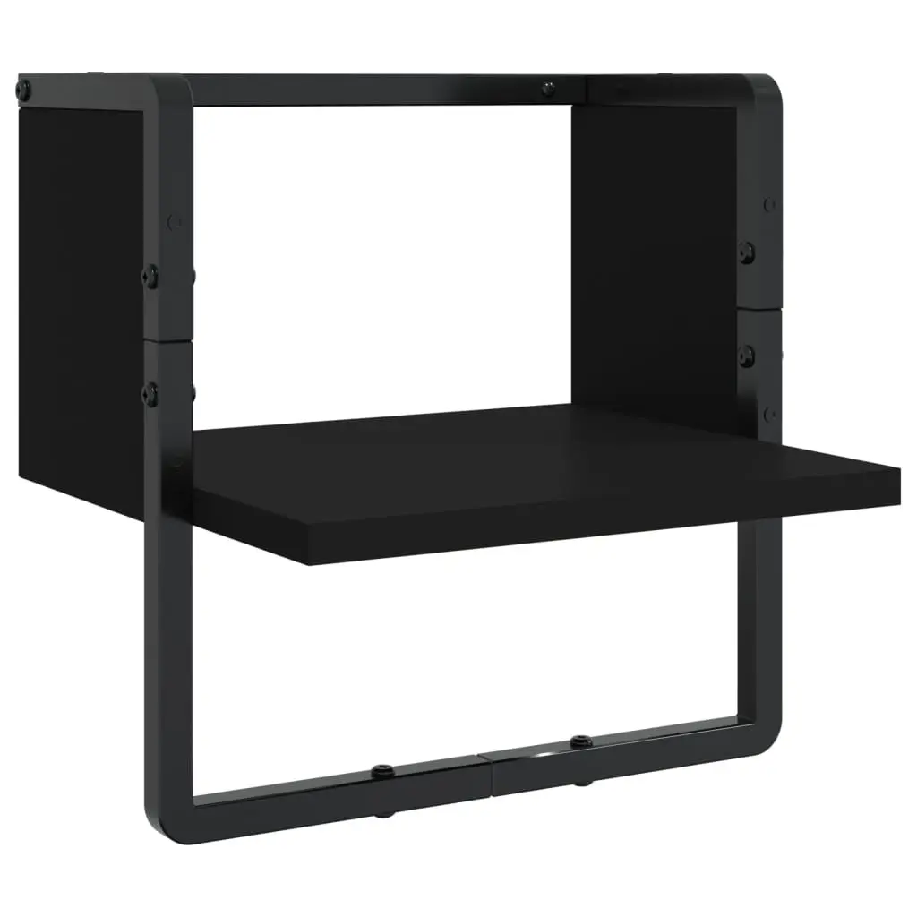 4-Piece Floating Wall Shelf Set with Bars in Black
