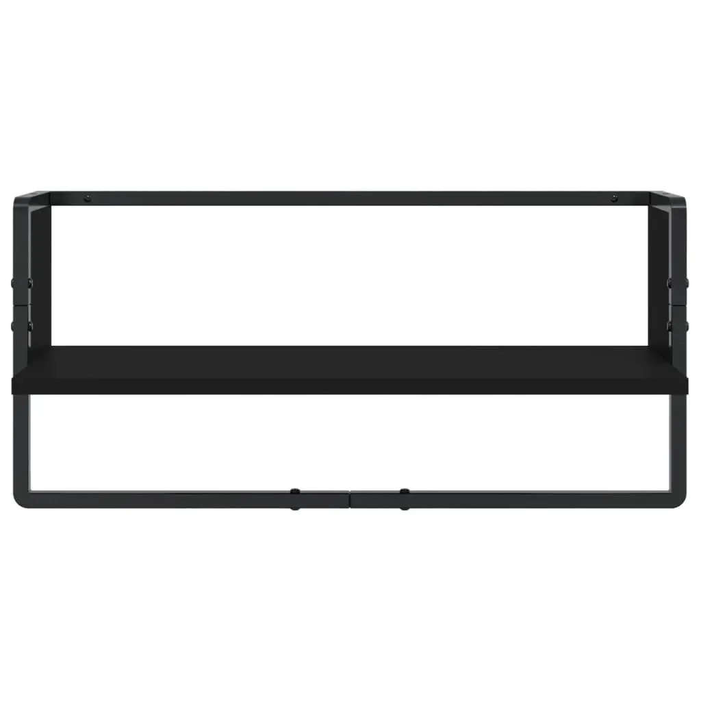Black 6-Piece Floating Shelf Set with Bars for Storage