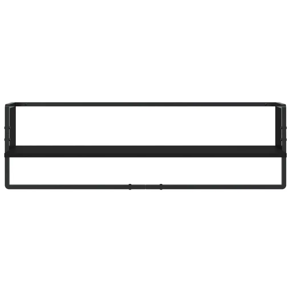 Black 6-Piece Floating Shelf Set with Bars for Storage