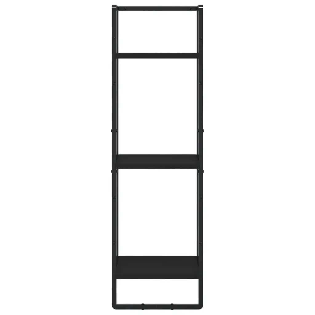 Black 6-Piece Floating Shelf Set with Bars for Storage