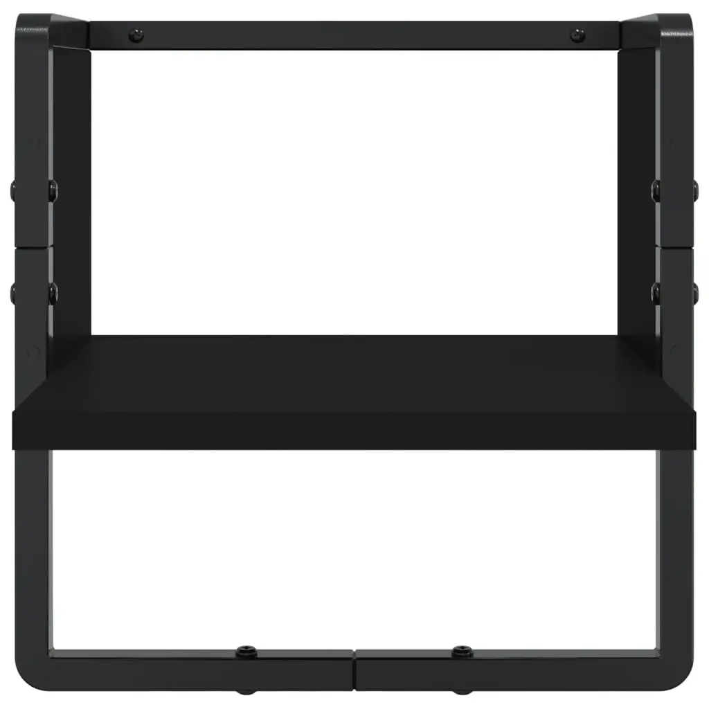 Black 6-Piece Floating Shelf Set with Bars for Storage