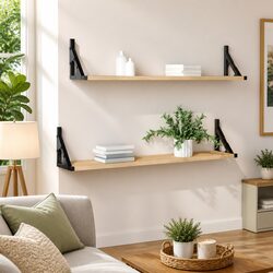 Sonoma Oak Floating Wall Shelves - 2 pcs 80x15x15.5 cm