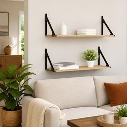 Sturdy Sonoma Oak Floating Wall Shelves - 2 Pieces