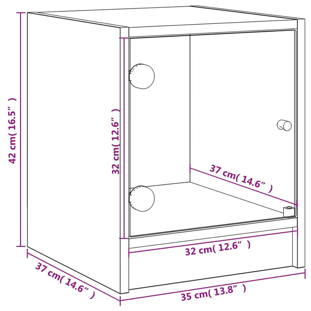 White Glass Door Bedside Cabinet for Storage