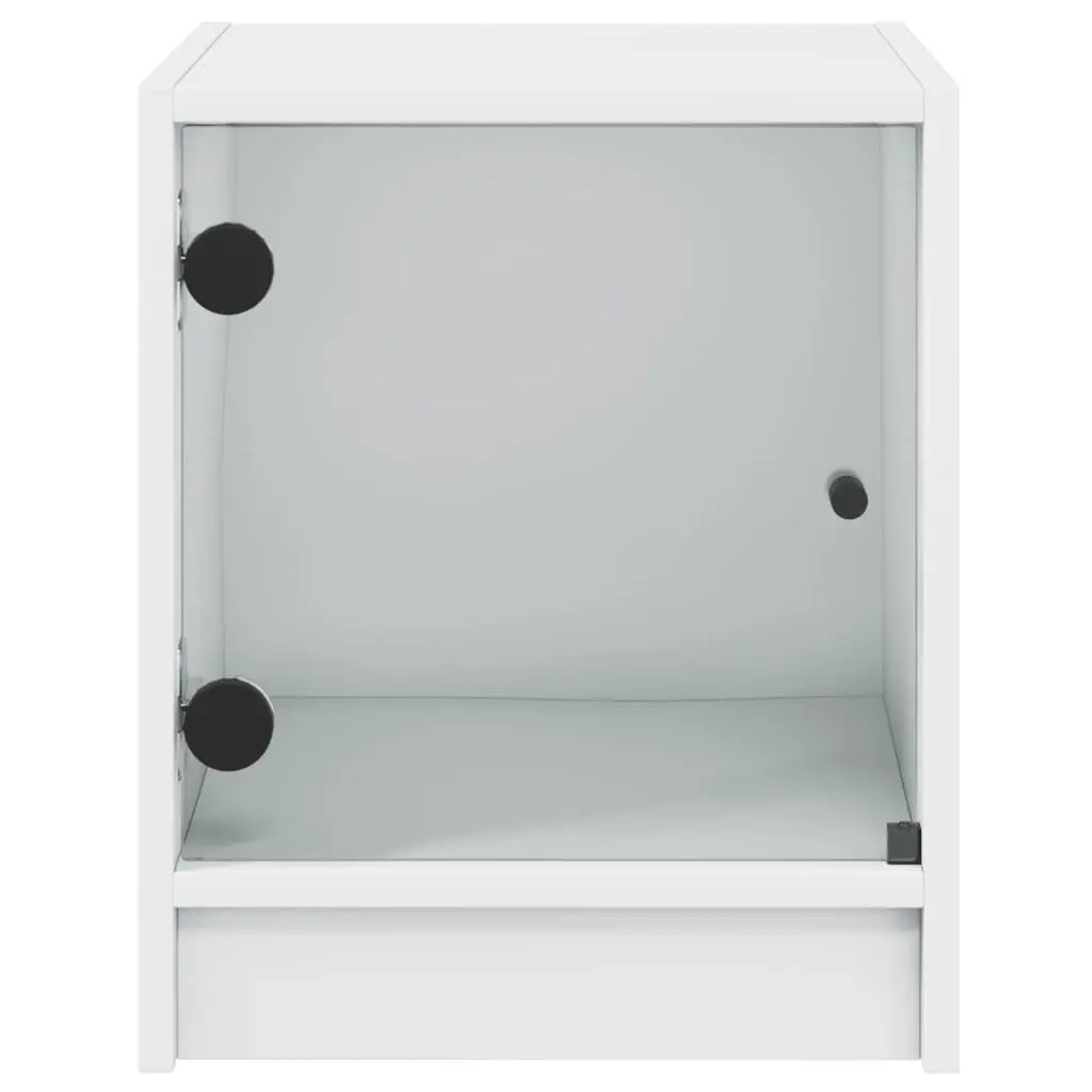White Glass Door Bedside Cabinet for Storage