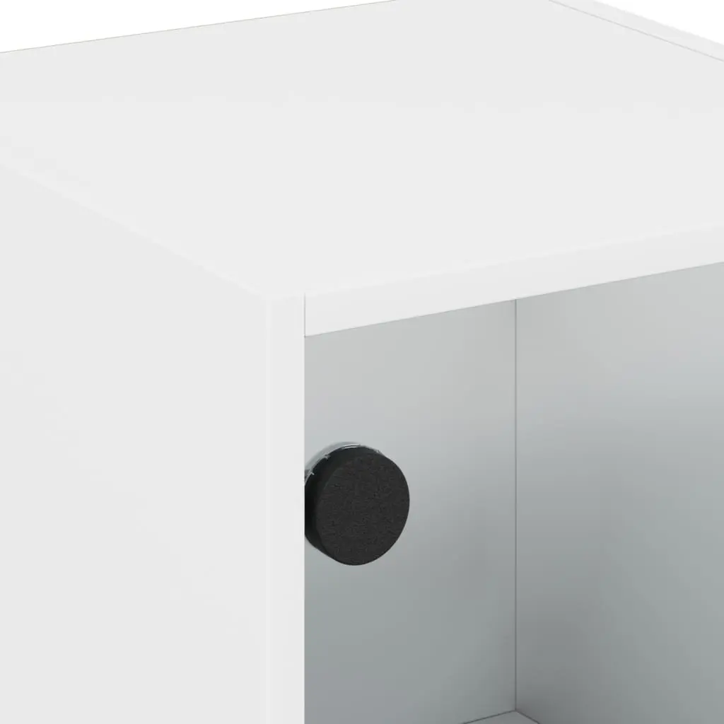 White Glass Door Bedside Cabinet for Storage