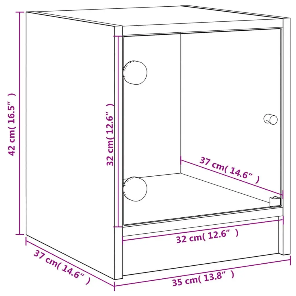 Bedside Cabinets Engineered Wood Glass Doors 2 pcs White