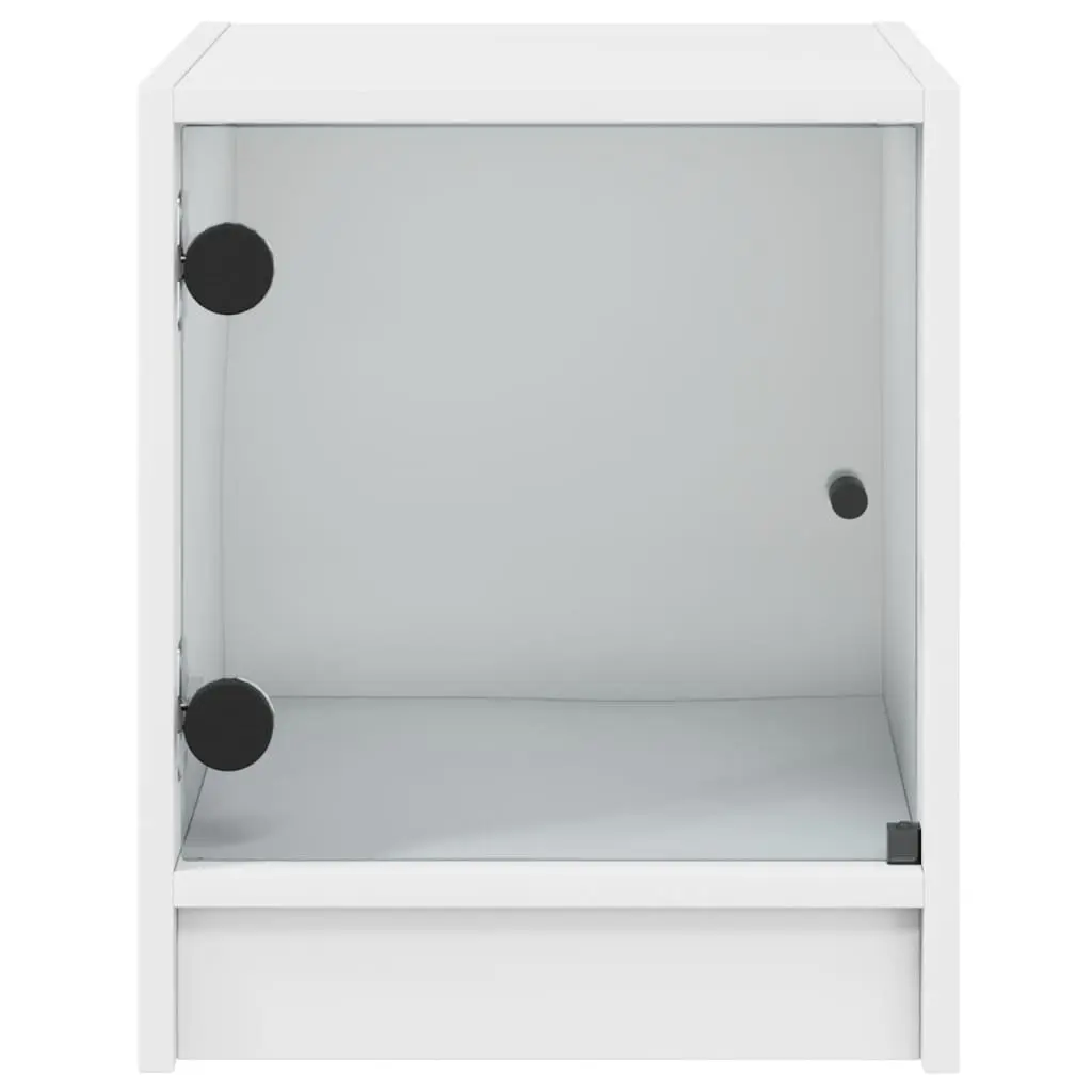 Bedside Cabinets Engineered Wood Glass Doors 2 pcs White