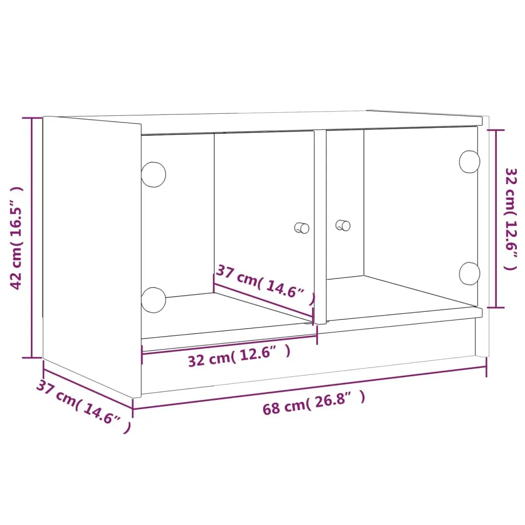 White TV Cabinet with Glass Doors and Storage