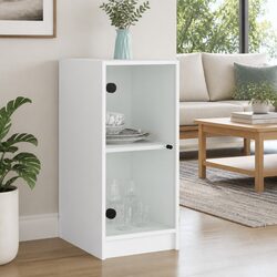 Side Cabinet with Glass Doors White Storage Cupboard Furniture Display Organiser