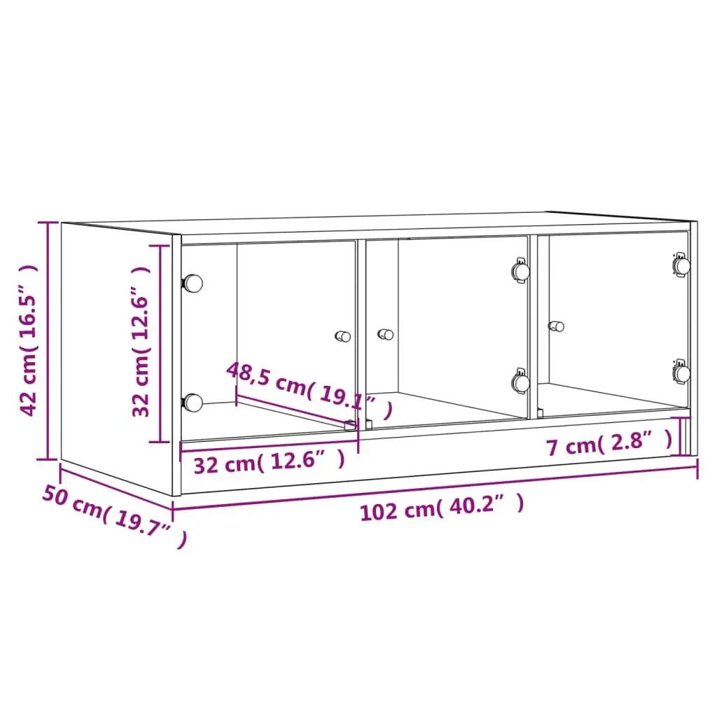 White Coffee Table with Glass Doors for Storage