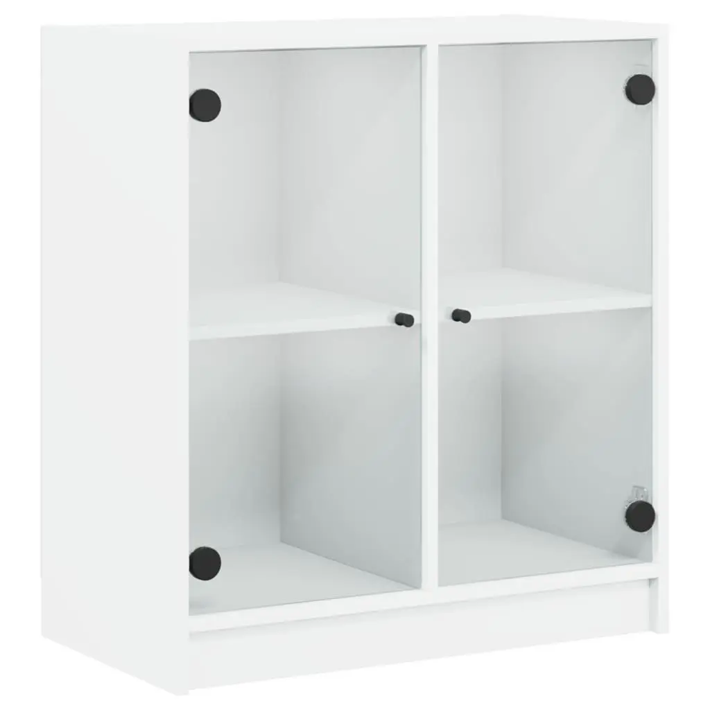 White Storage Cabinet with Glass Doors, 68x37x75.5cm