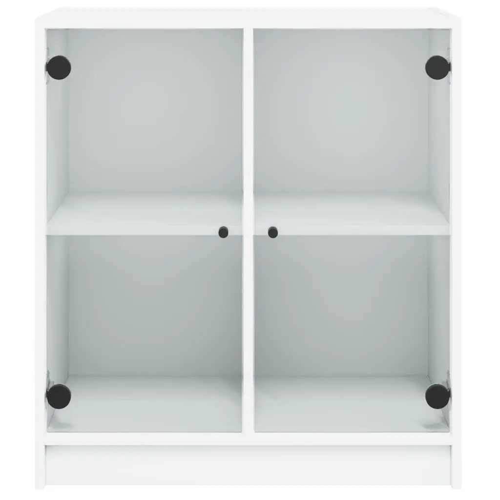 White Storage Cabinet with Glass Doors, 68x37x75.5cm