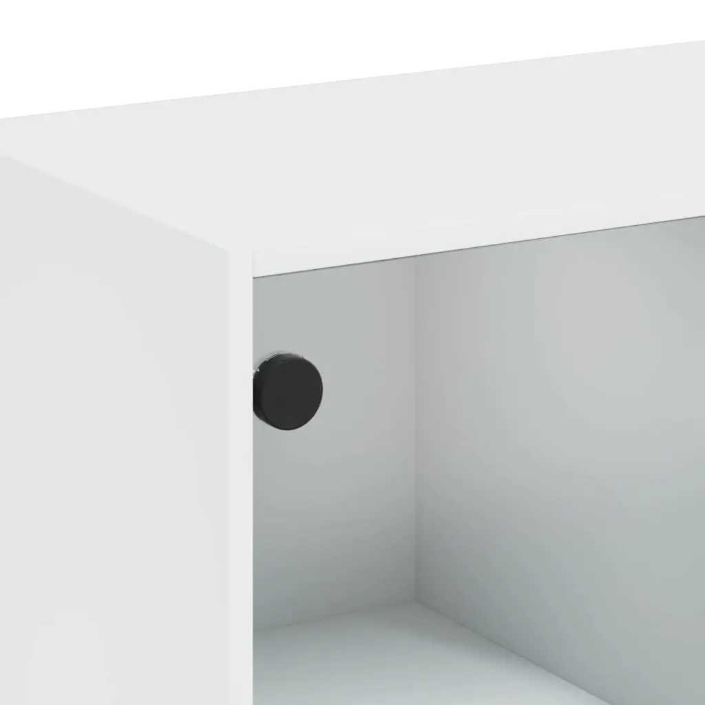 White Storage Cabinet with Glass Doors, 68x37x75.5cm