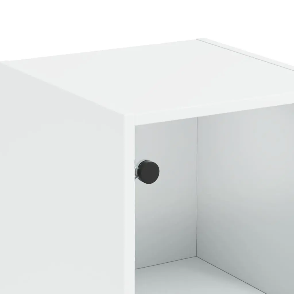 Highboard Storage Cabinet Engineered Wood Glass Doors 35x37x142cm White